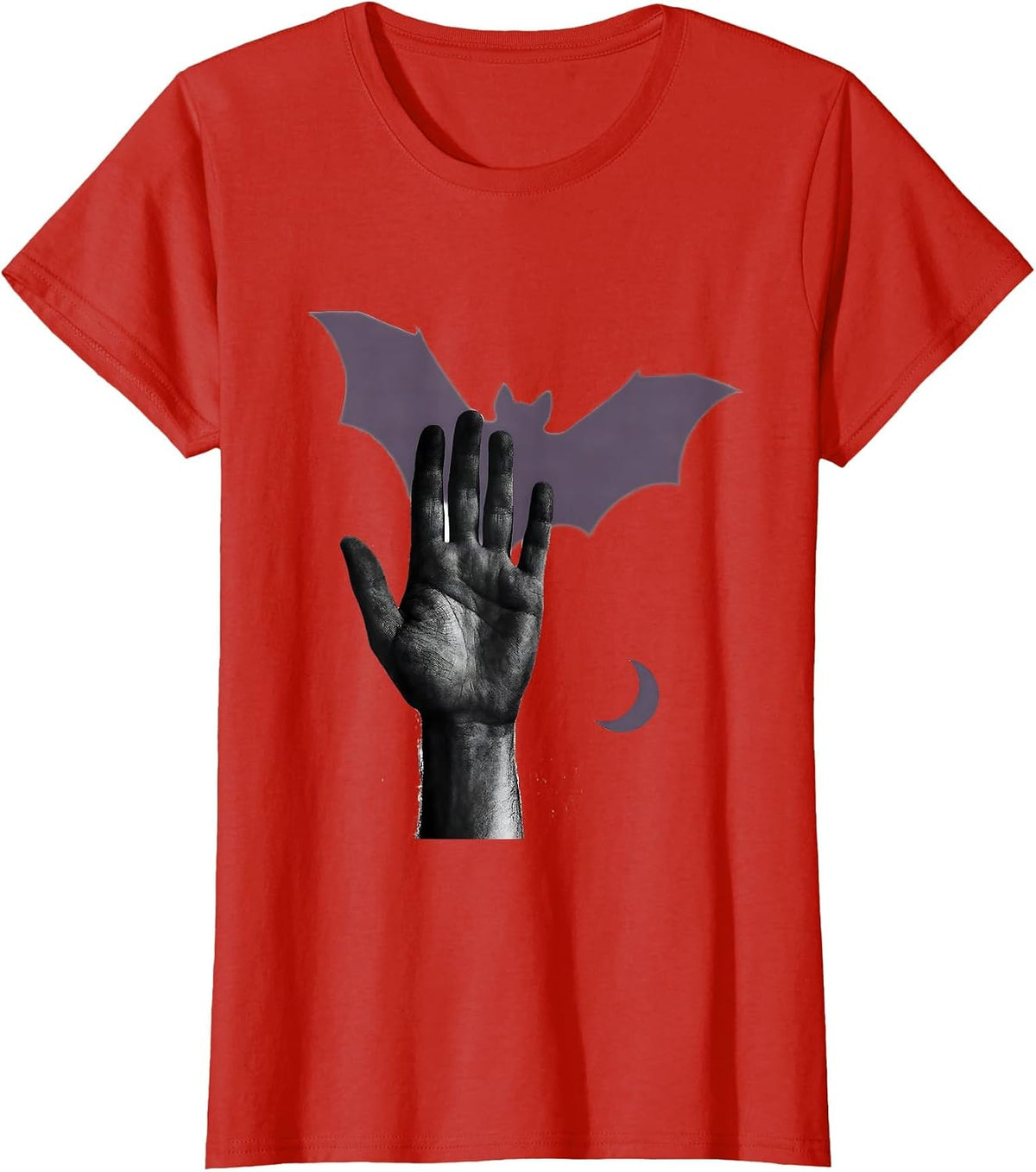 Raised Hand Bat Shadow Halloween Radiology Tech Humor T-Shirt - Red