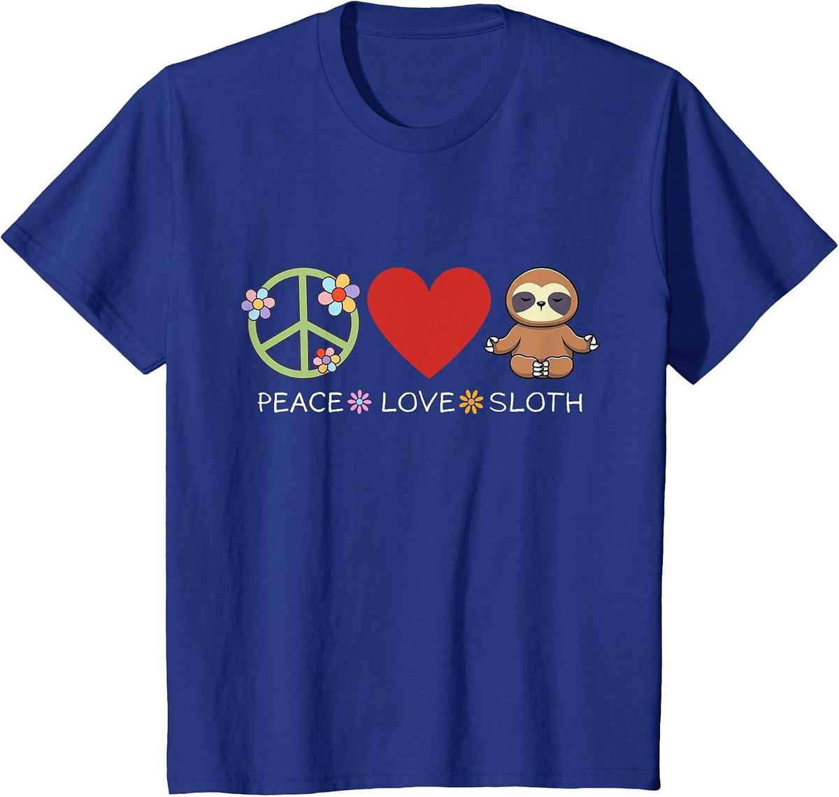 Peace Love Sloth T-Shirt - Royal Blue