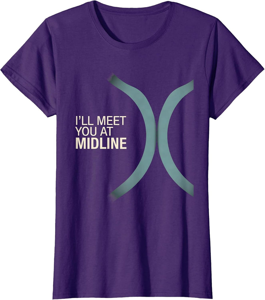 Women's I'll Meet You At Midline Funny Physical Therapy Rehab T-Shirt - Purple