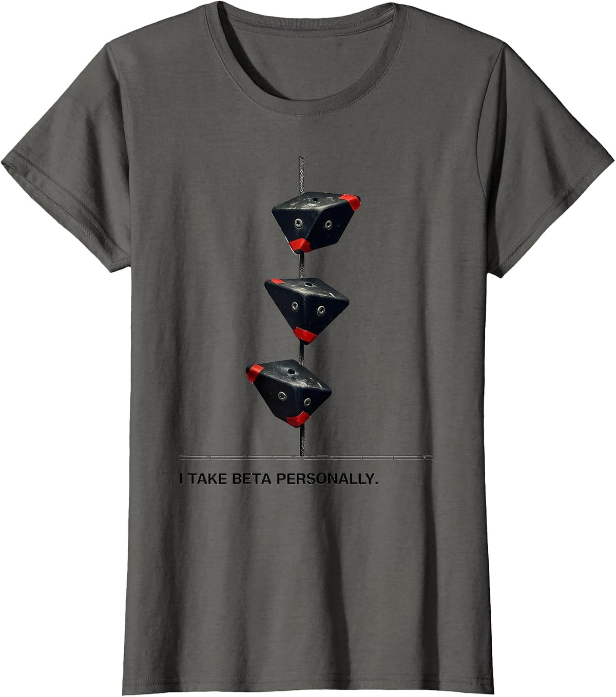 Women's I Take Beta Personally Funny Rock Climber Gift Bouldering T-Shirt - Asphalt Grey