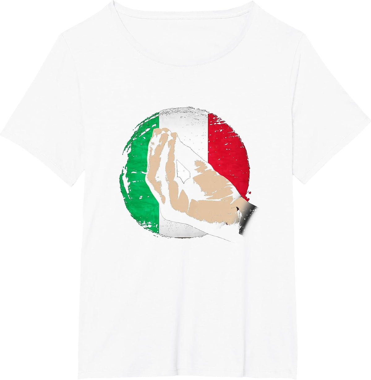 Pinched Finger Humor Italy Flag Funny Italian Hand Gesture T-Shirt - White