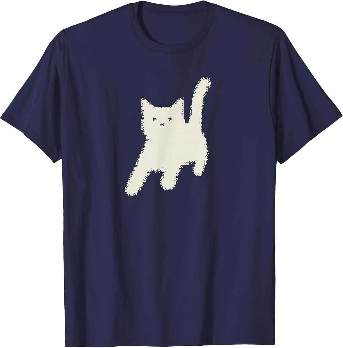 Y2k Cat Scary Back Tomcat 90s 80s 2000s Grunge Emo Scared T-Shirt - Navy Blue