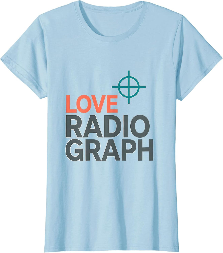 Women's Love Radiograph Funny Radiology Tech Valentine Skeleton T-Shirt - Baby Blue