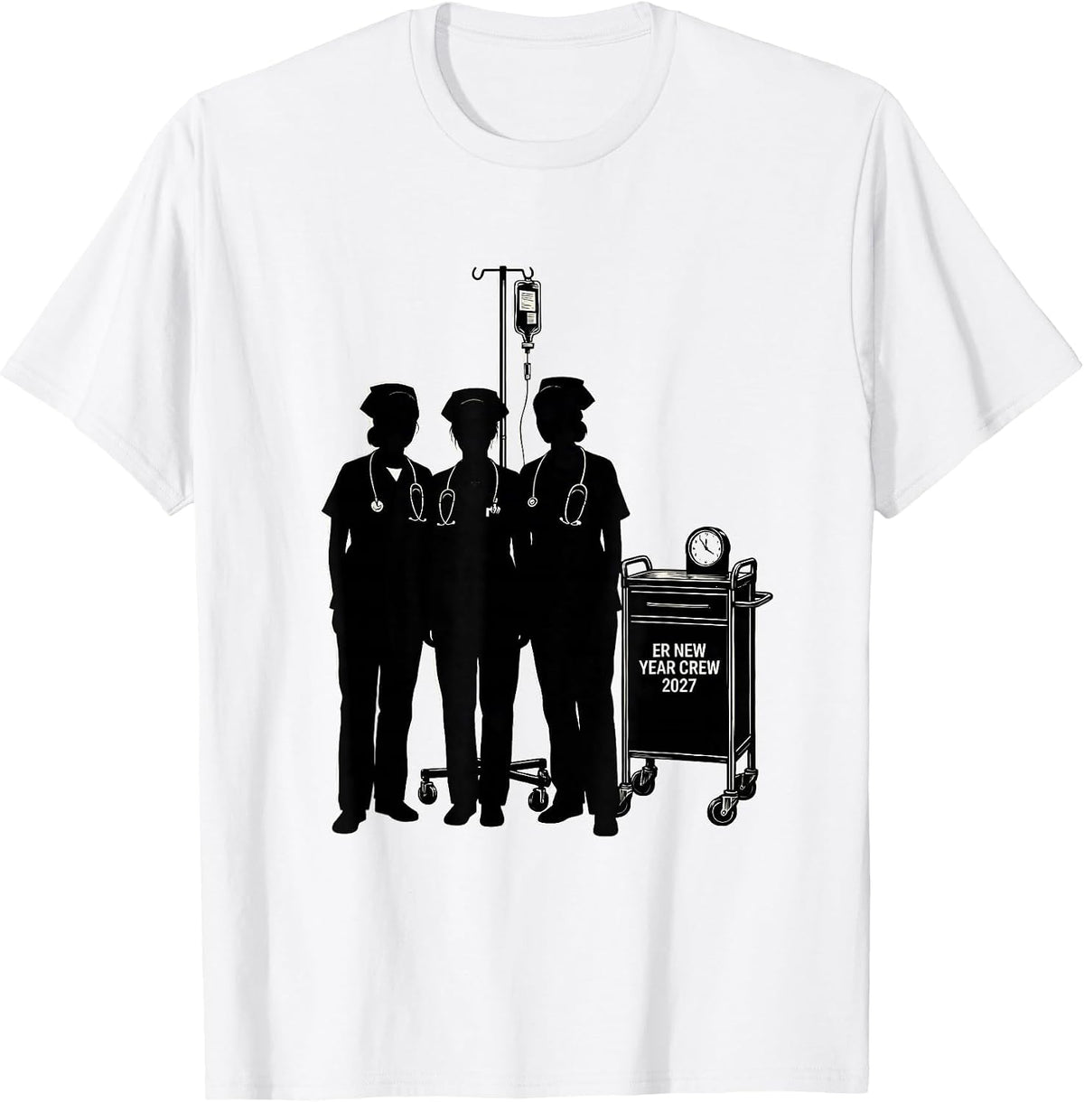 Men's ER New Year Crew 2027 Funny Nurse Squad New Years Eve Party T-Shirt - White