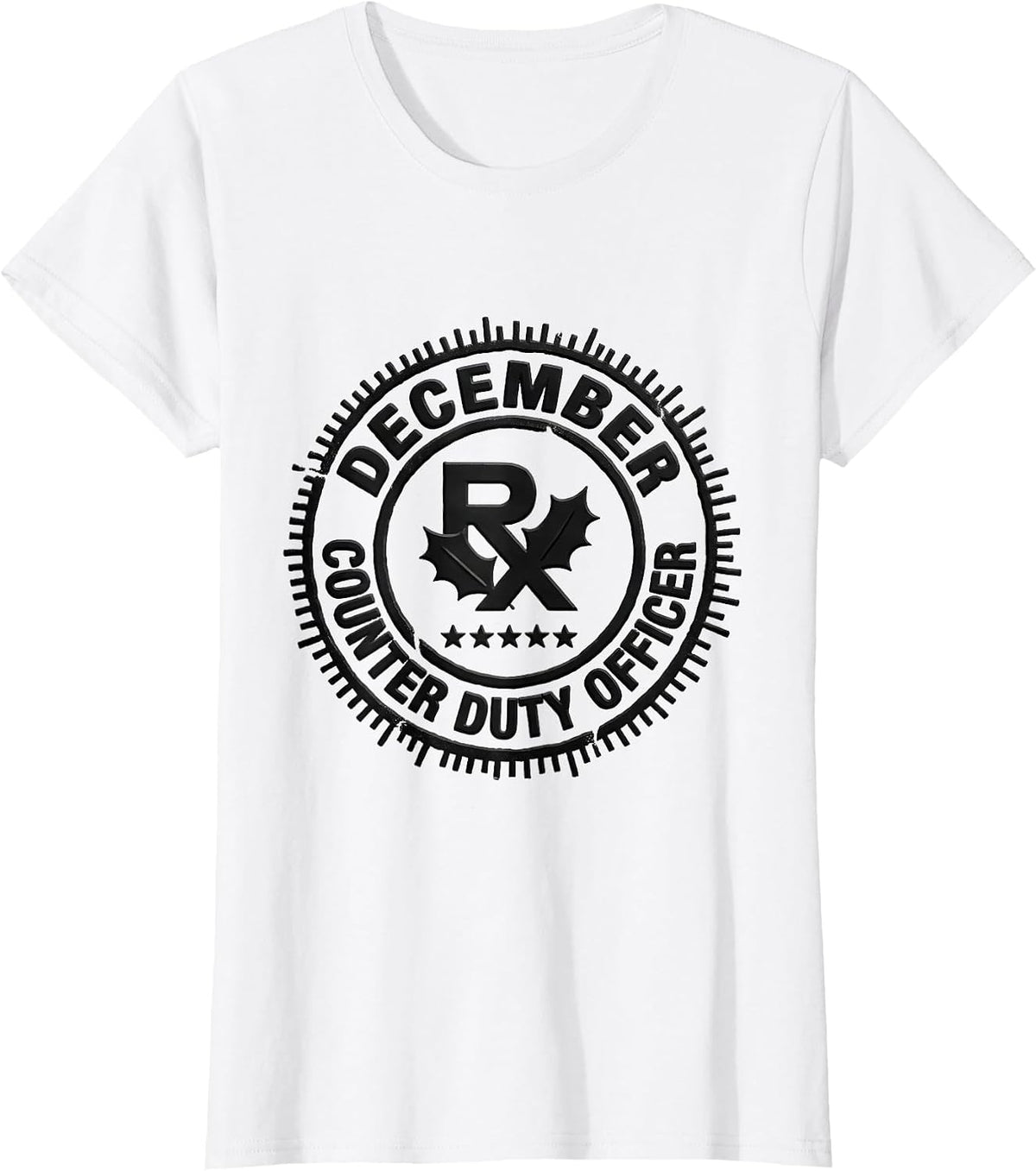 December Counter Duty Officer Rubber Stamp Pharmacy Squad T-Shirt - White
