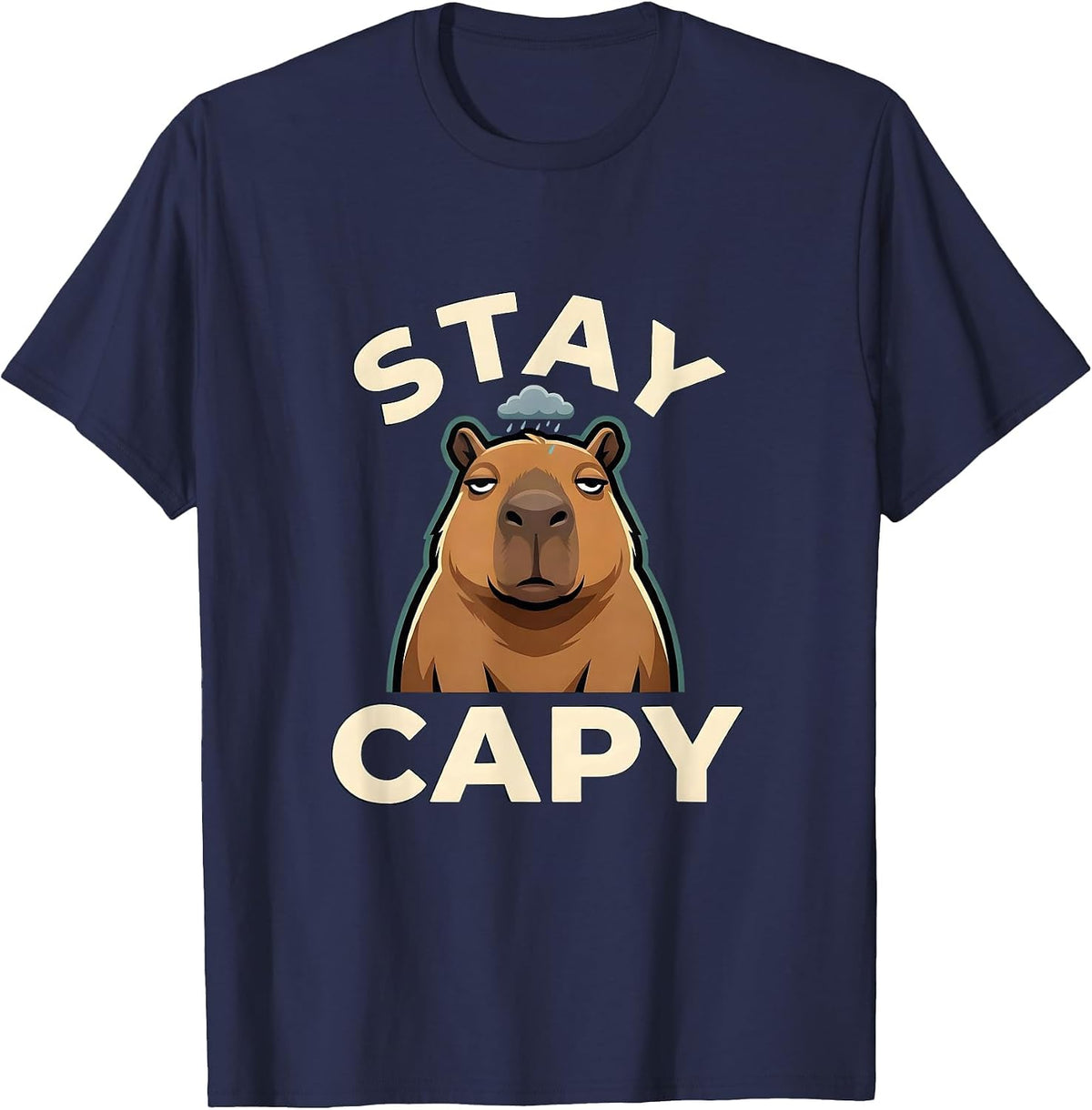 Men's Stay Capy Funny Capybara Meme Animal Lover Gift T-Shirt - Navy Blue