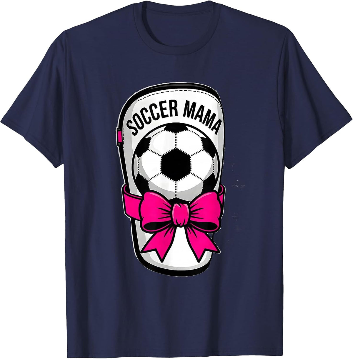 Soccer Mama Coquette Bow Youth Sports Family Pride T-Shirt - Navy Blue