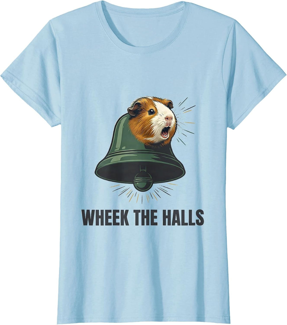 Wheek The Halls Funny Guinea Pig Christmas Pet Lover Humor T-Shirt - Baby Blue
