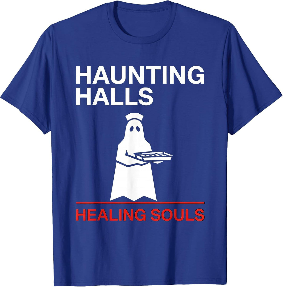 Halloween LPN Nurse Ghost Haunting Halls Healing Souls T-Shirt - Royal Blue