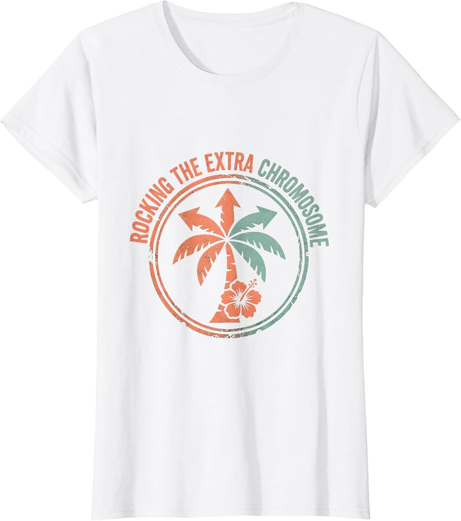 Women's Rocking the Extra Chromosome Awareness Design T-Shirt - White