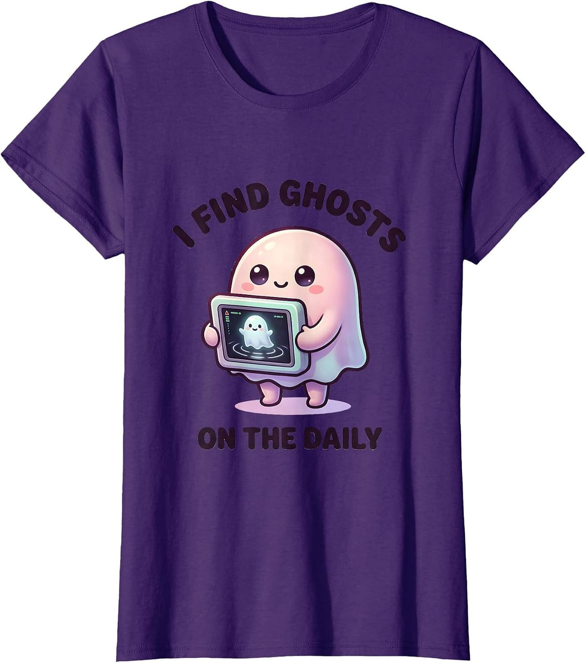 Women's I Find Ghosts On The Daily Cute Kawaii Radiology Tech T-Shirt - Purple