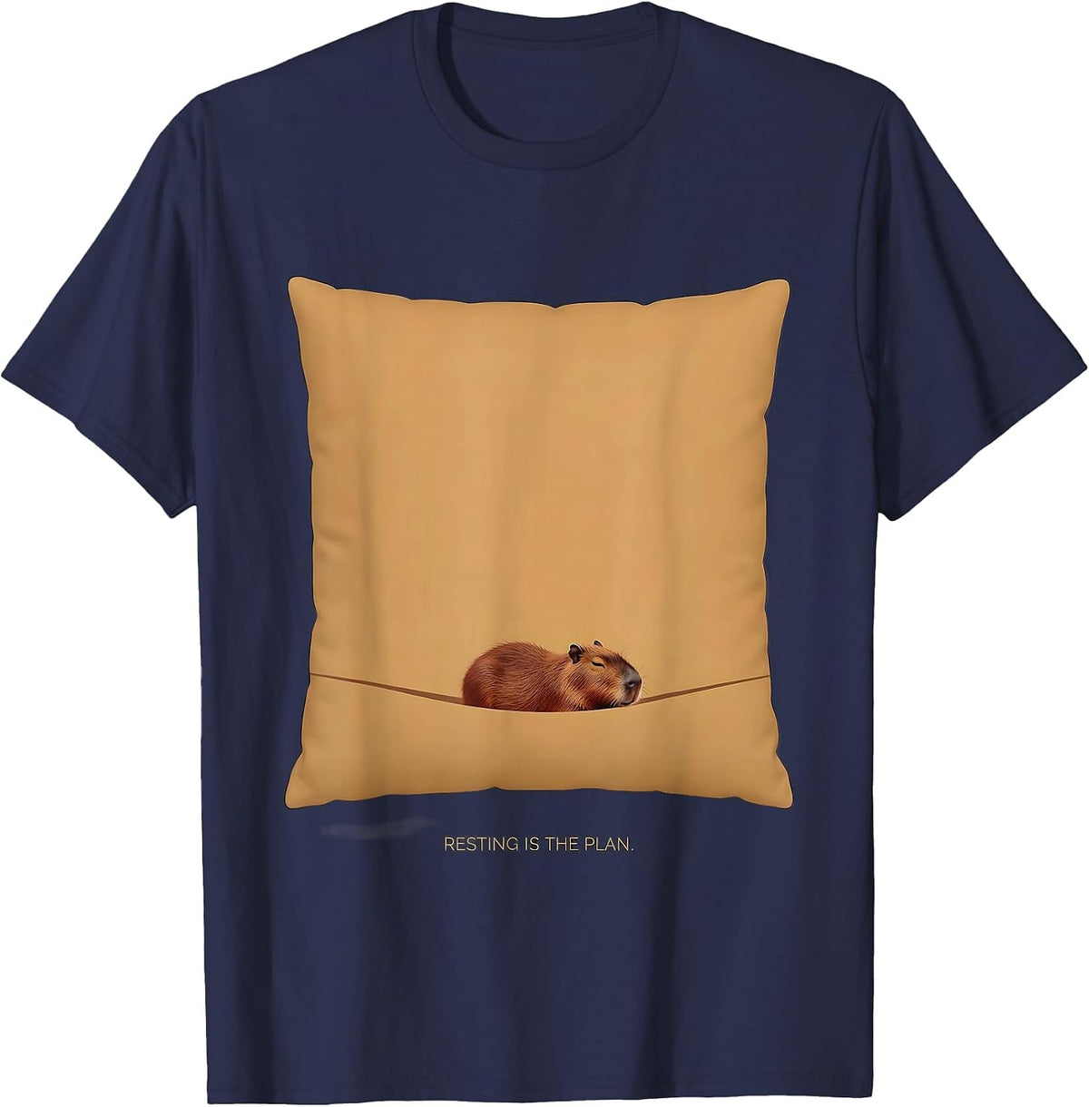 Men's Resting Is The Plan Cute Capybara Sleepybara Nap Lover T-Shirt - Navy Blue