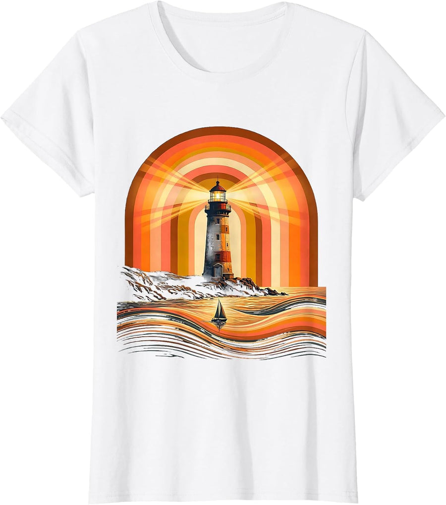 Women's Be Kind Lighthouse Guiding Lost Boat Home T-Shirt - White