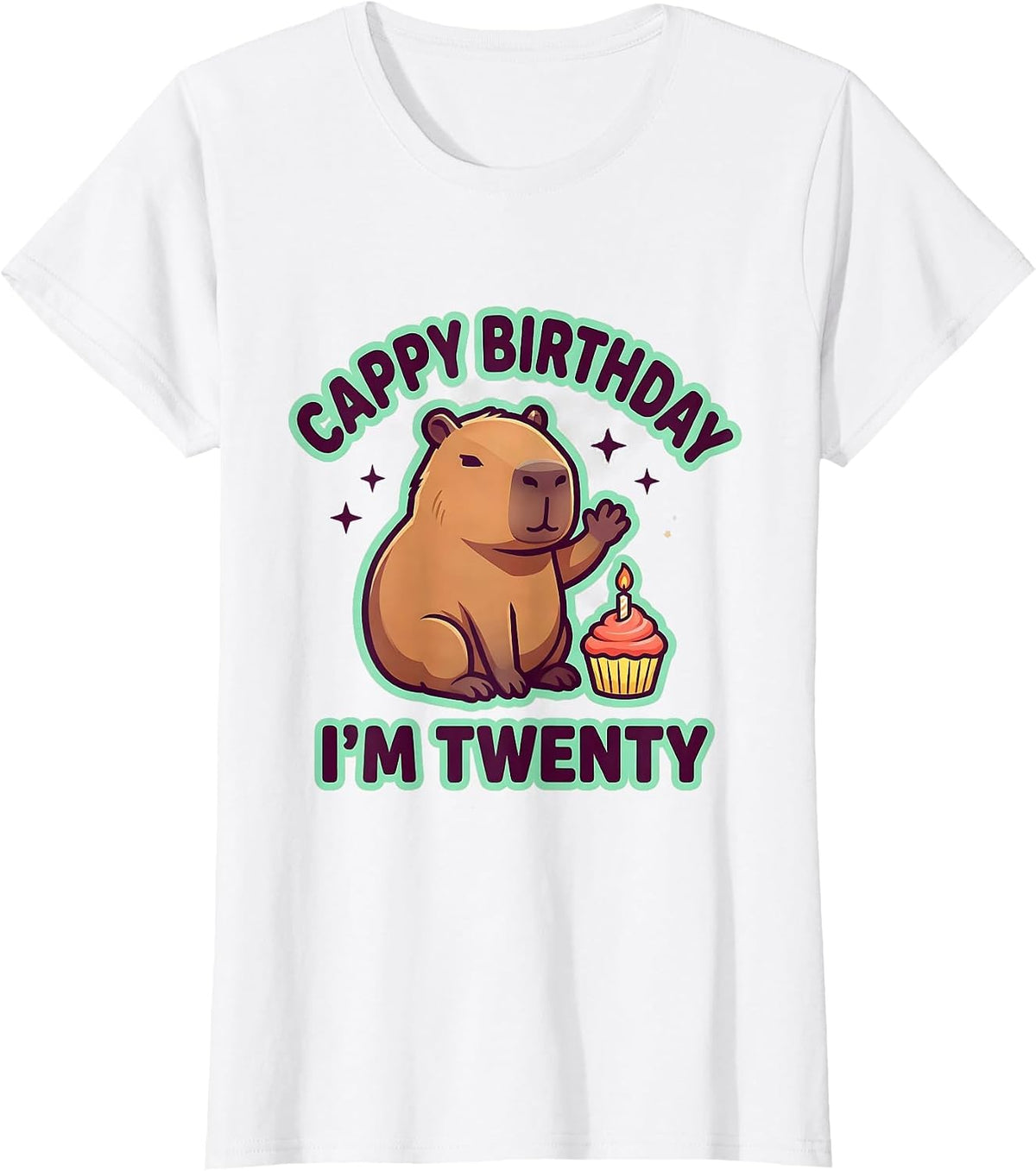Cappy Birthday I'm Twenty Kawaii Capybara Birthday Gift T-Shirt - White