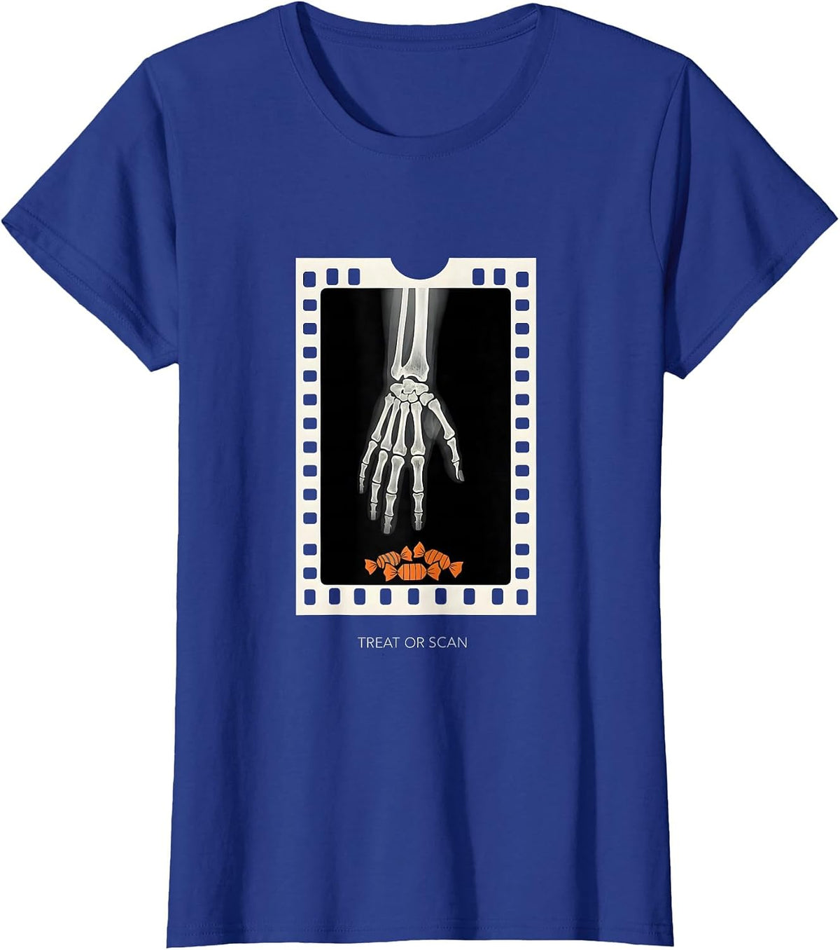 Women's Treat Or Scan Funny Radiology Tech Halloween Humor T-Shirt - Royal Blue