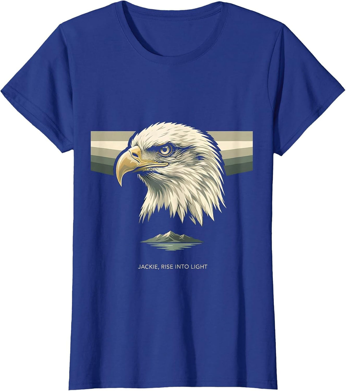 Women's Jackie, Rise Into Light Minimalist Eagle Memorial Tribute T-Shirt - Royal Blue