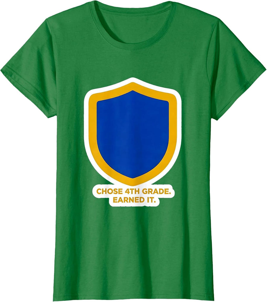 Women's Chose 4th Grade Earned It Funny Back To School Boy Kid T-Shirt - Kelly Green