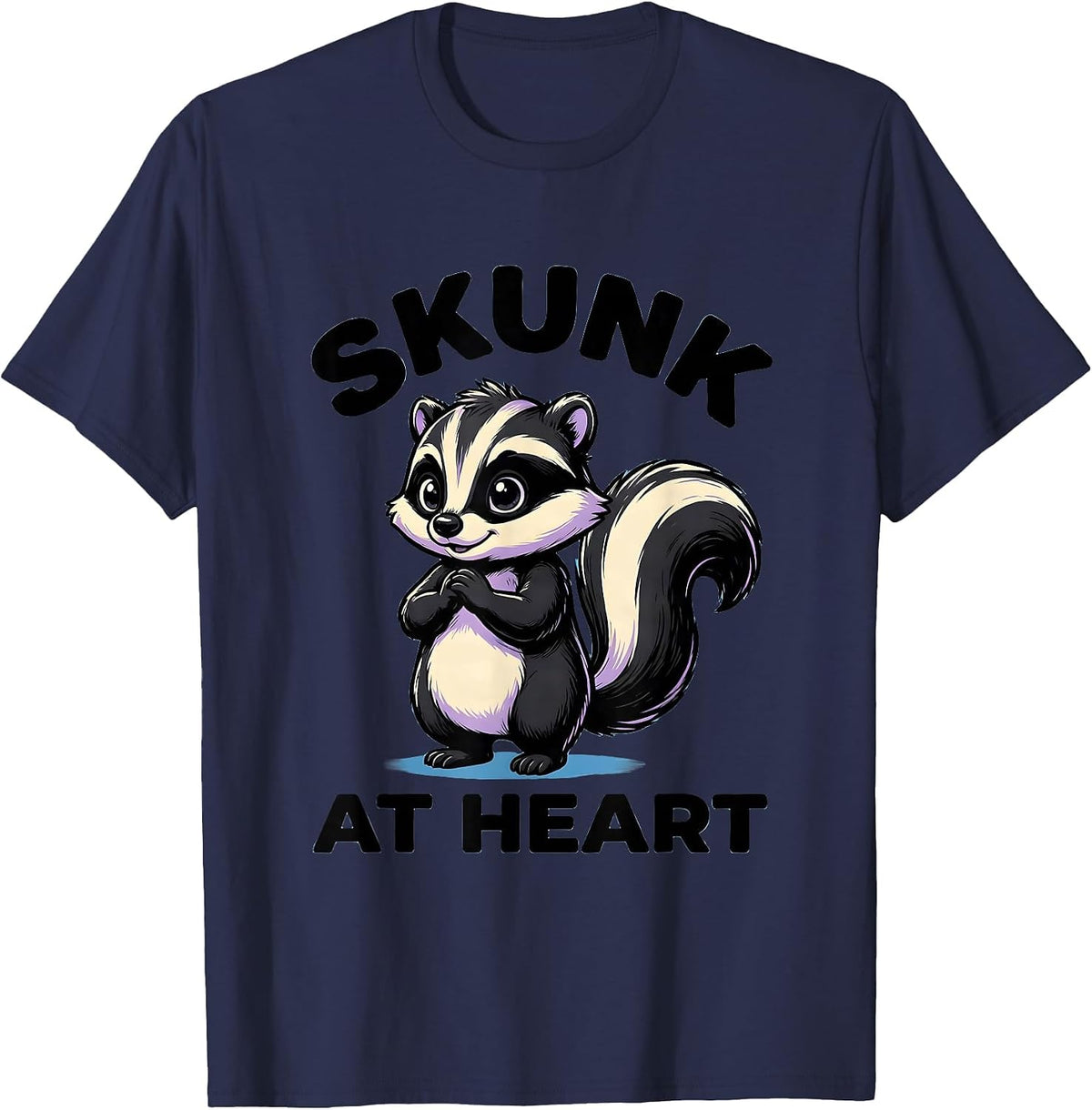 Skunk At Heart Cute Kawaii Skunk Lover Gift Animal Humor T-Shirt - Navy Blue