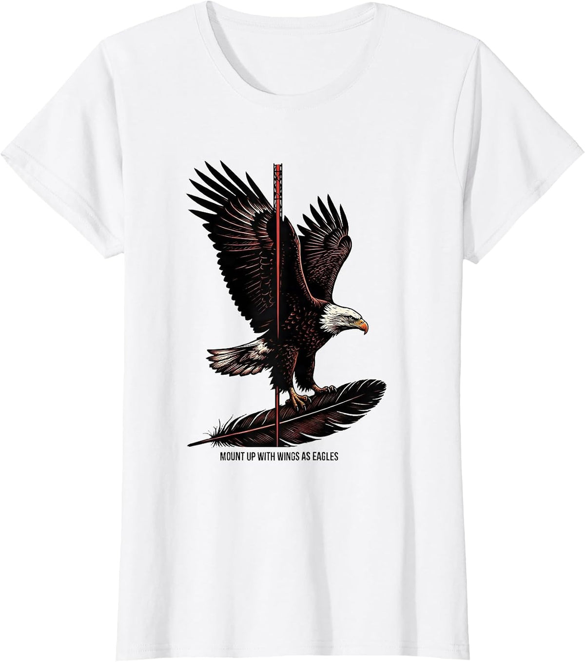 Mount Up With Wings As Eagles Stencil Graphic Eagle Pride T-Shirt - White