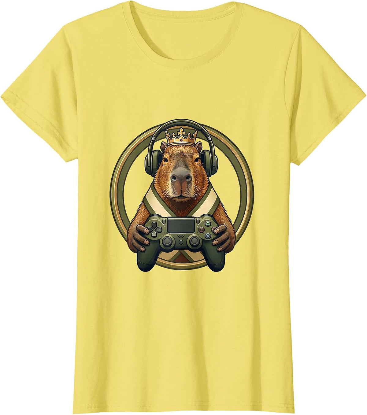 Capybara Gamer Bruh Meme Humor Editorial Concept T-Shirt - Lemon Yellow