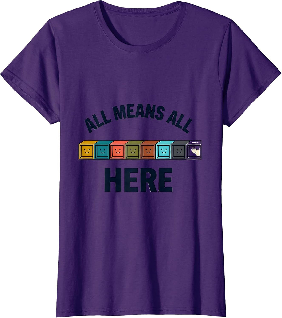 Women's All Means All Here Inclusion Special Education Teacher T-Shirt - Purple