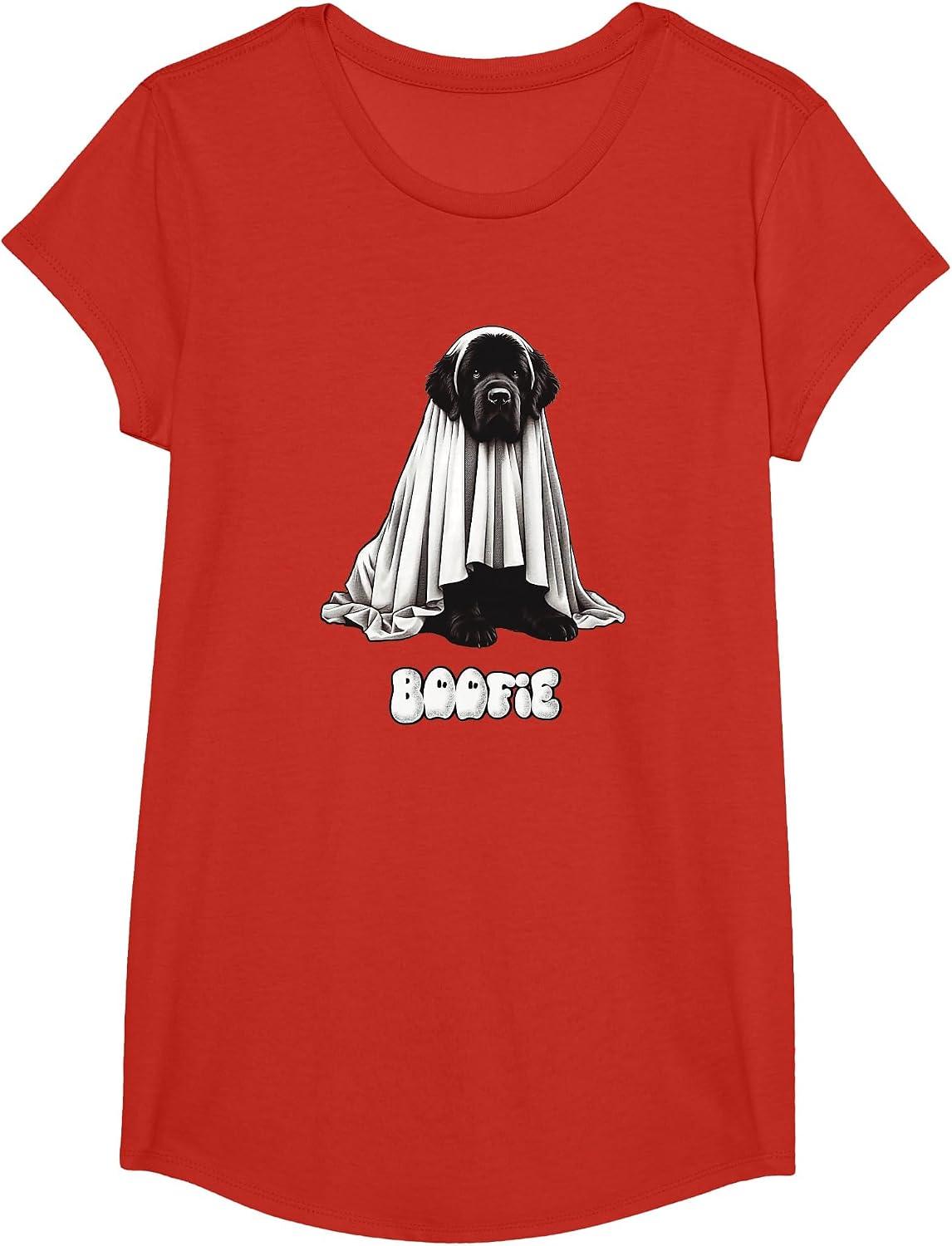 Funny Boofie Newfoundland Dog Halloween Newfie Ghost Dog Mom T-Shirt - Girls Red