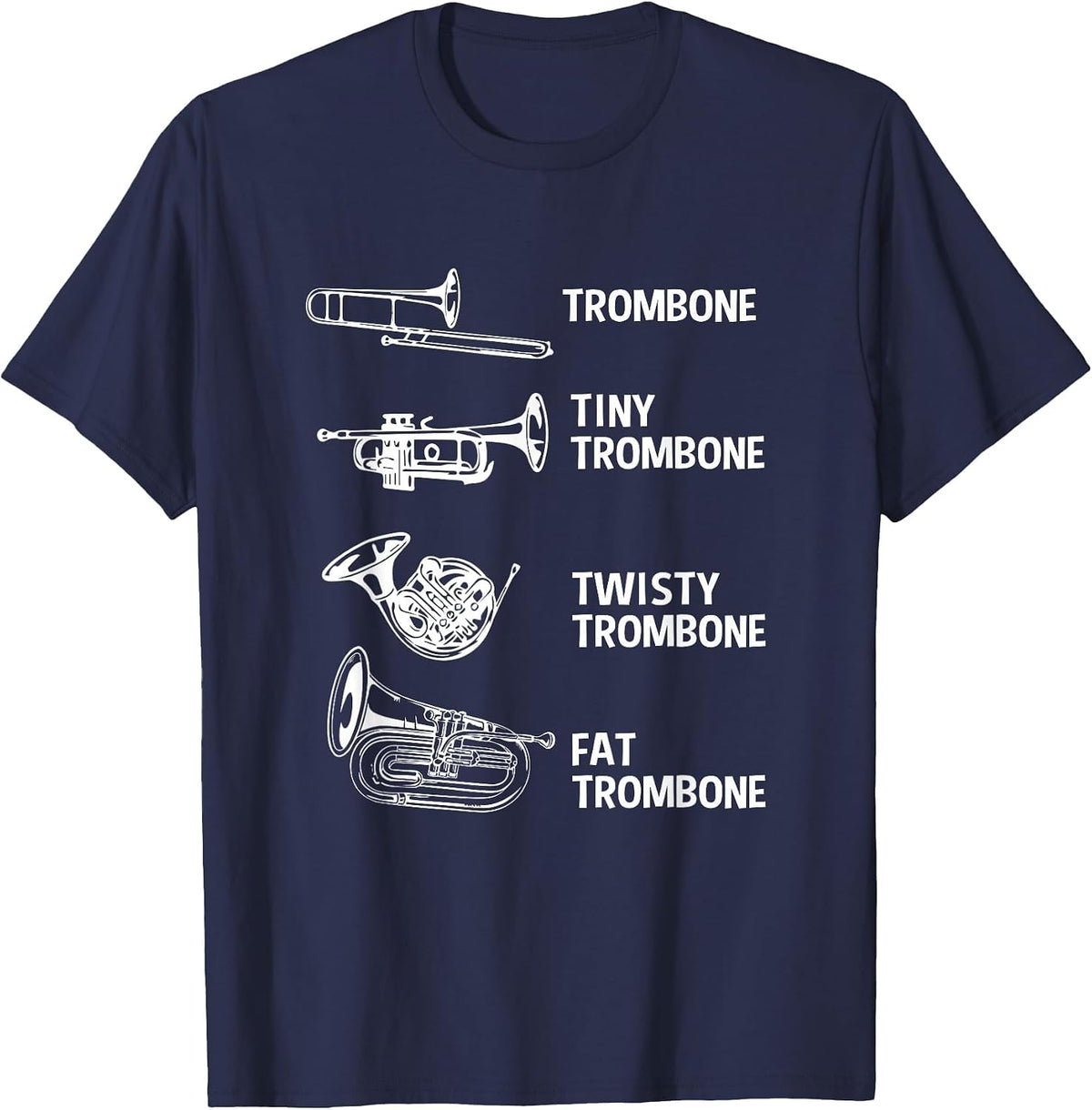 Types of Trombone Funny Trombone for Men T-Shirt - Navy Blue