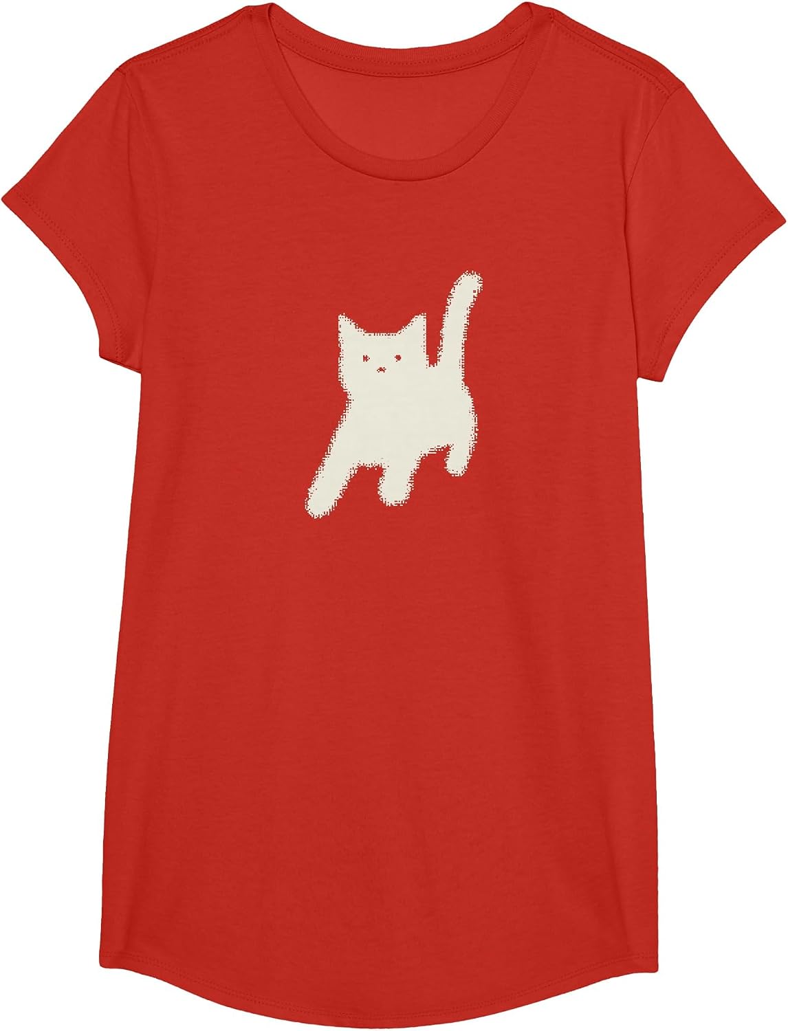 Y2k Cat Scary Back Tomcat 90s 80s 2000s Grunge Emo Scared T-Shirt - Girls Red