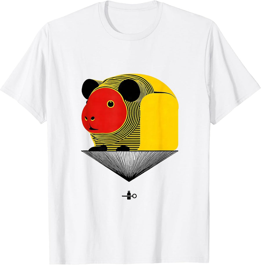 Men's Geometric Guinea Pig Modernist Pet Lover Humor T-Shirt - White