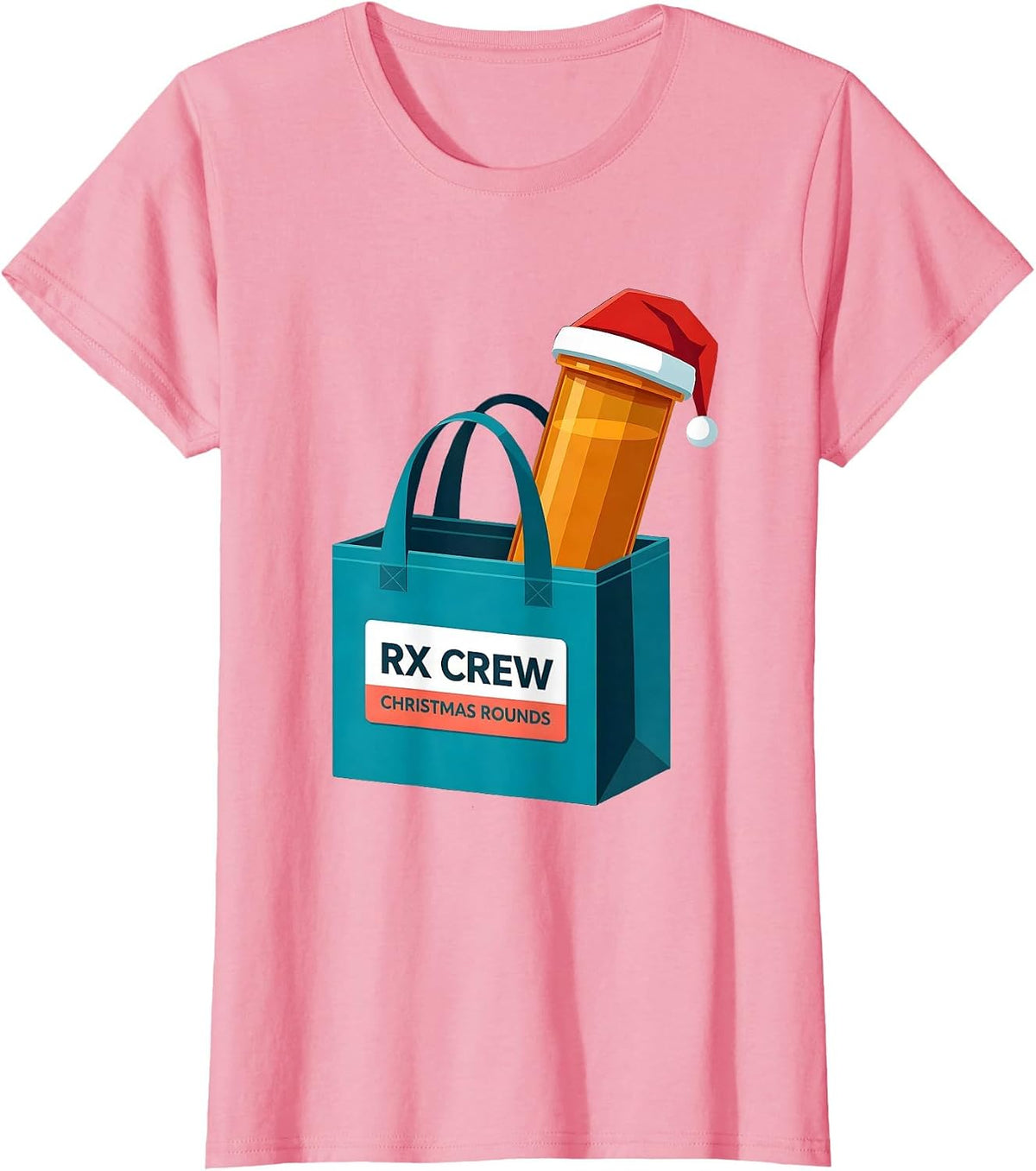 Women's Rx Crew Christmas Rounds Funny Pharmacy Crew Holiday T-Shirt - Pink