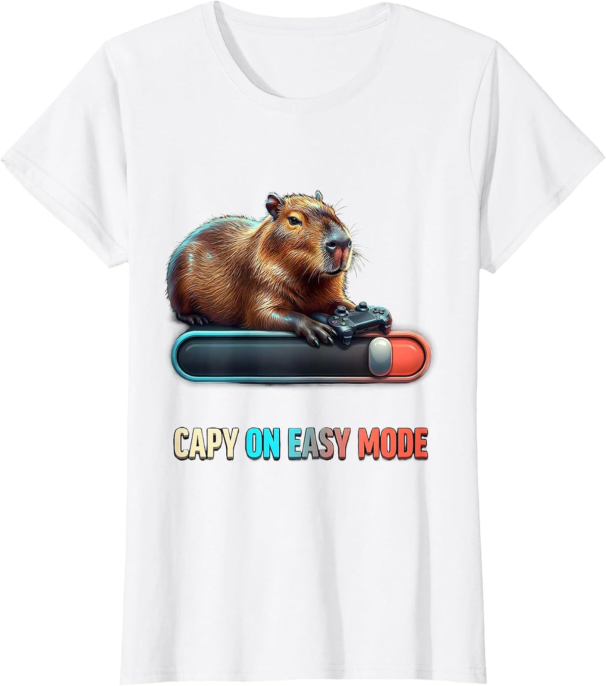 Capy On Easy Mode Funny Gamer Capybara Meme Birthday T-Shirt - White