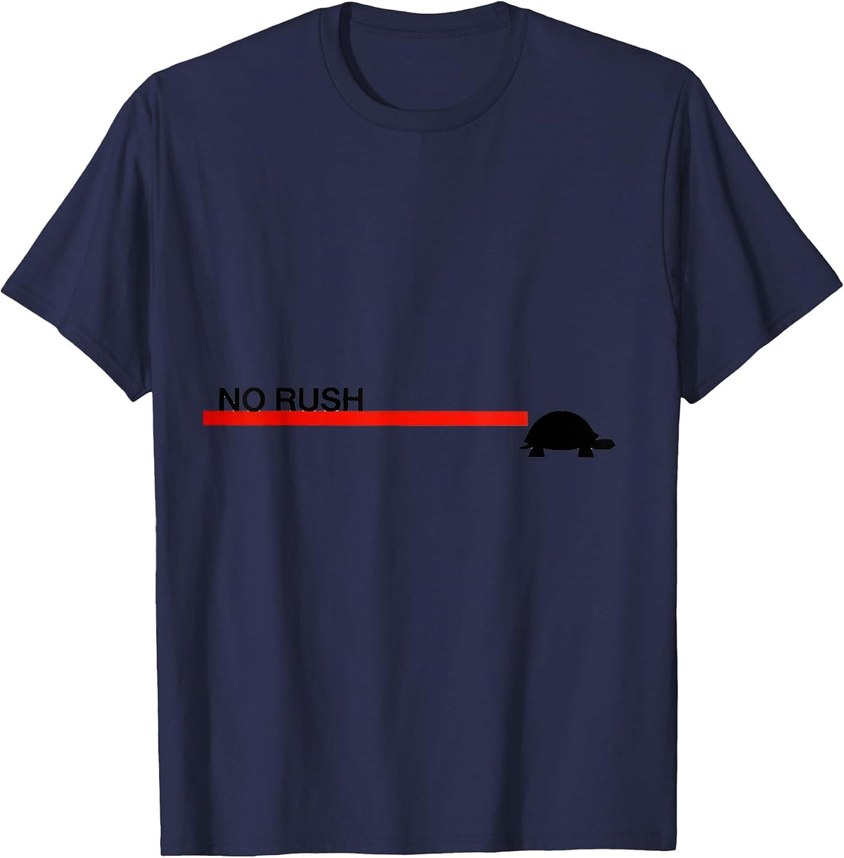 No Rush Funny Turtle Lover Pet Owner Humor T-Shirt - Navy Blue