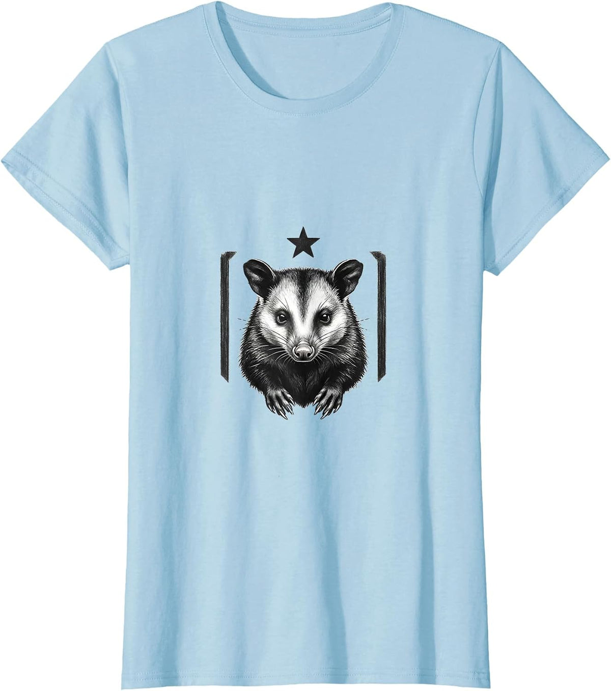 Opossum Bust Minimalist Animal Meme Humor T-Shirt - Baby Blue