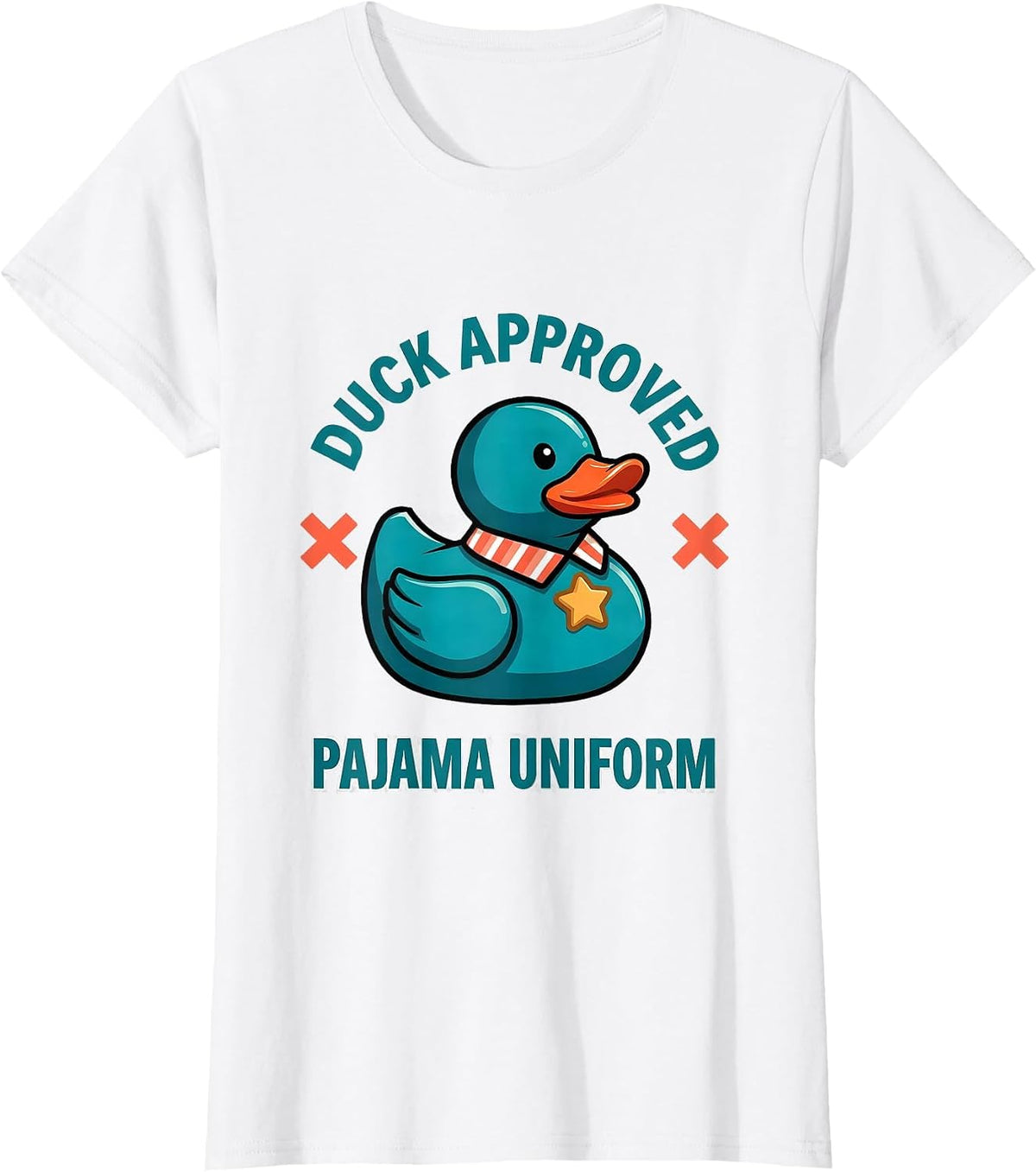Women's Duck Approved Pajama Uniform Funny Christmas Duck Lover T-Shirt - White