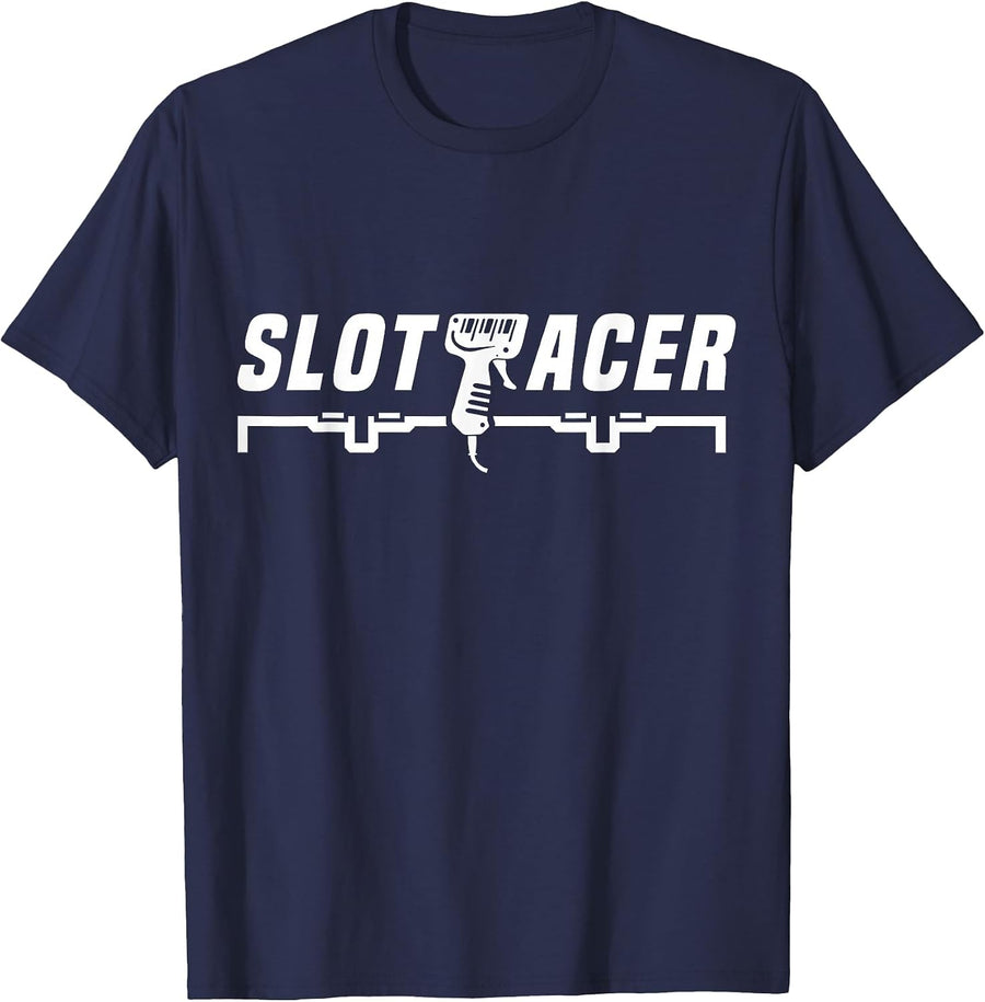 Slotracing Slot Cars Track 132 Racetrack Slotrace T-Shirt - Navy Blue