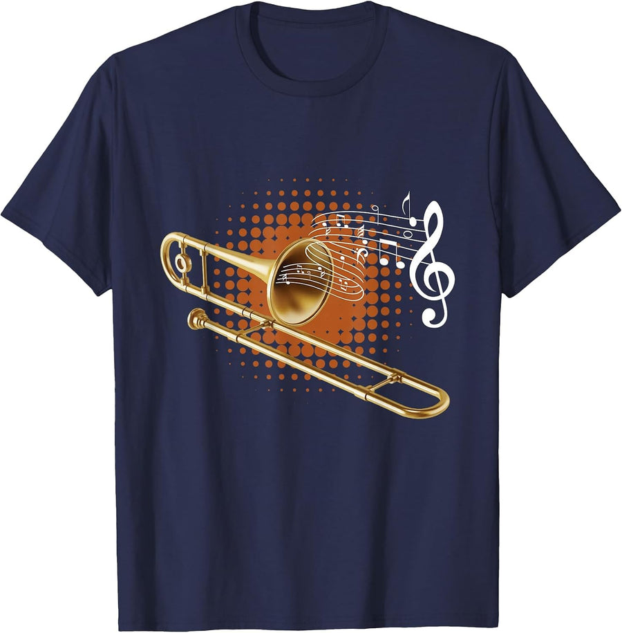 Musical Trombone - Trombonist Marching Band Player T-Shirt - Navy Blue