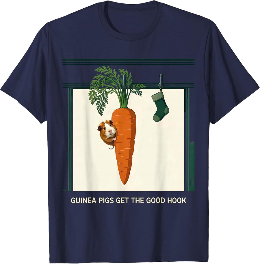 Guinea Pigs Get The Good Hook Funny Guinea Pig Christmas T-Shirt - Navy Blue