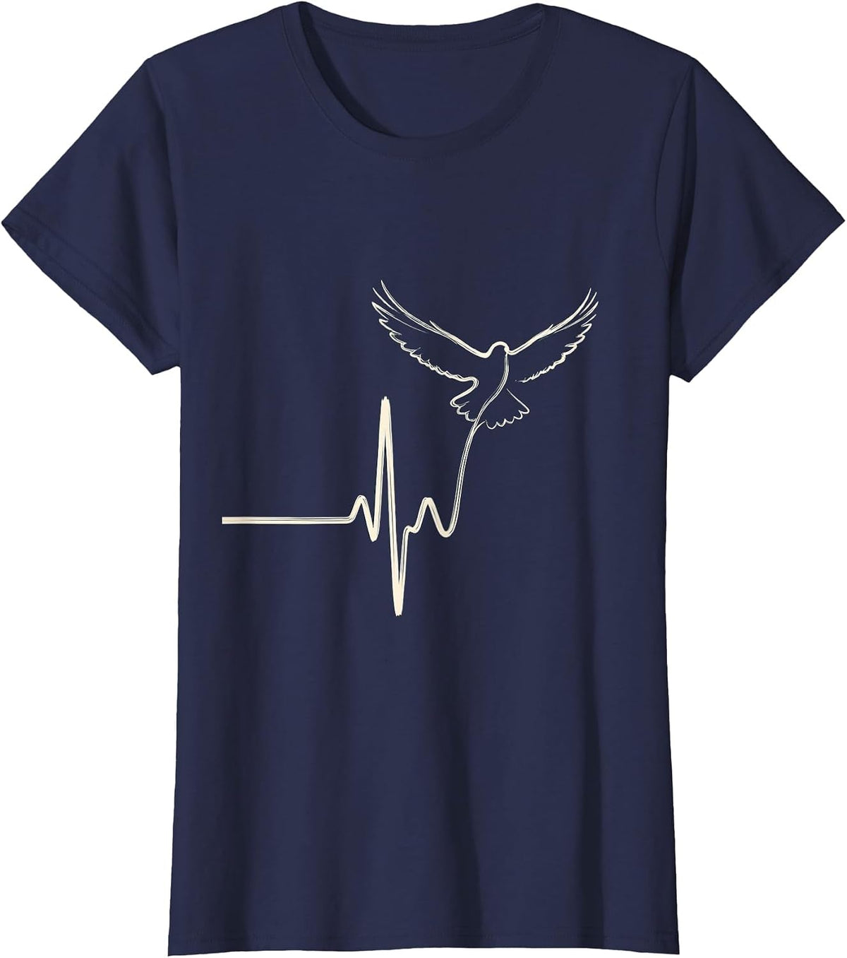 Women's 988 Suicide Prevention Lifeline Heartbeat Bird Flight T-Shirt - Navy Blue