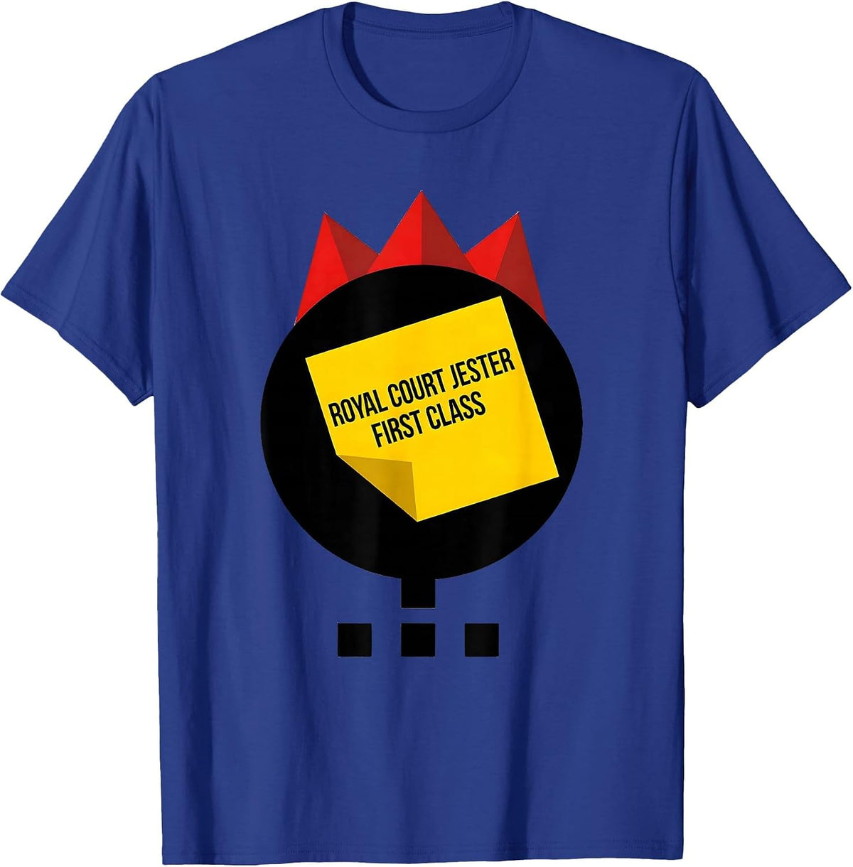 Men's Royal Court Jester, First Class Bauhaus Modern Mardi Gras T-Shirt - Royal Blue
