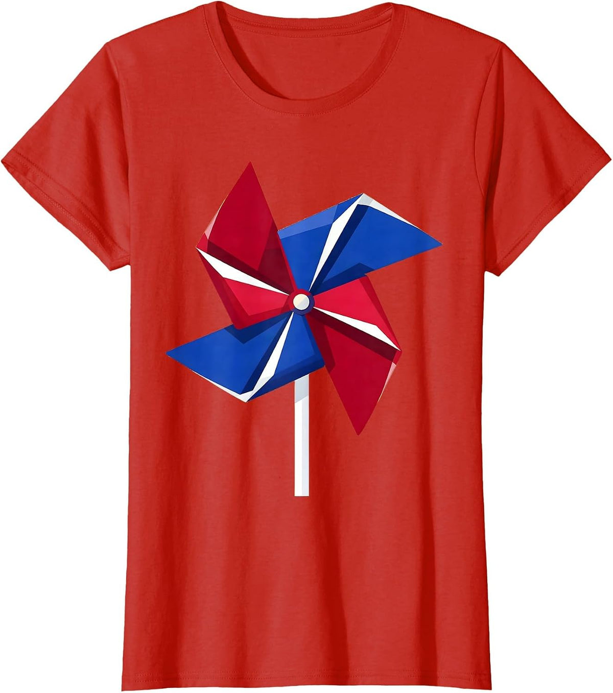 Kids Red White and Blue Spinning Pinwheel T-Shirt - Red