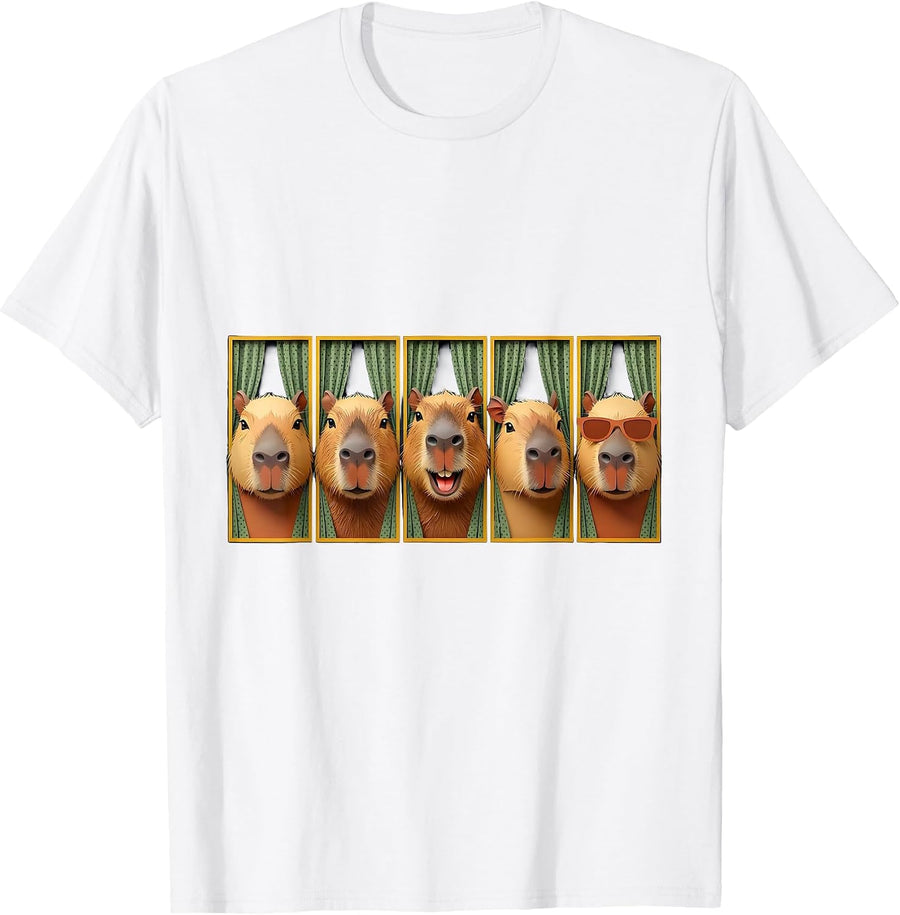 Capybara Photobooth Funny Animal Portrait T-Shirt - White
