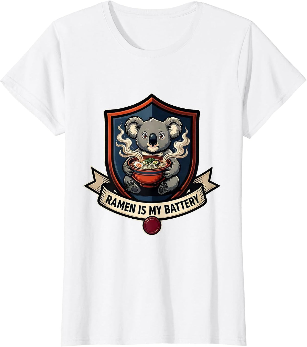 Ramen Is My Battery Funny Koala Anime Animal Lover Gift T-Shirt - White