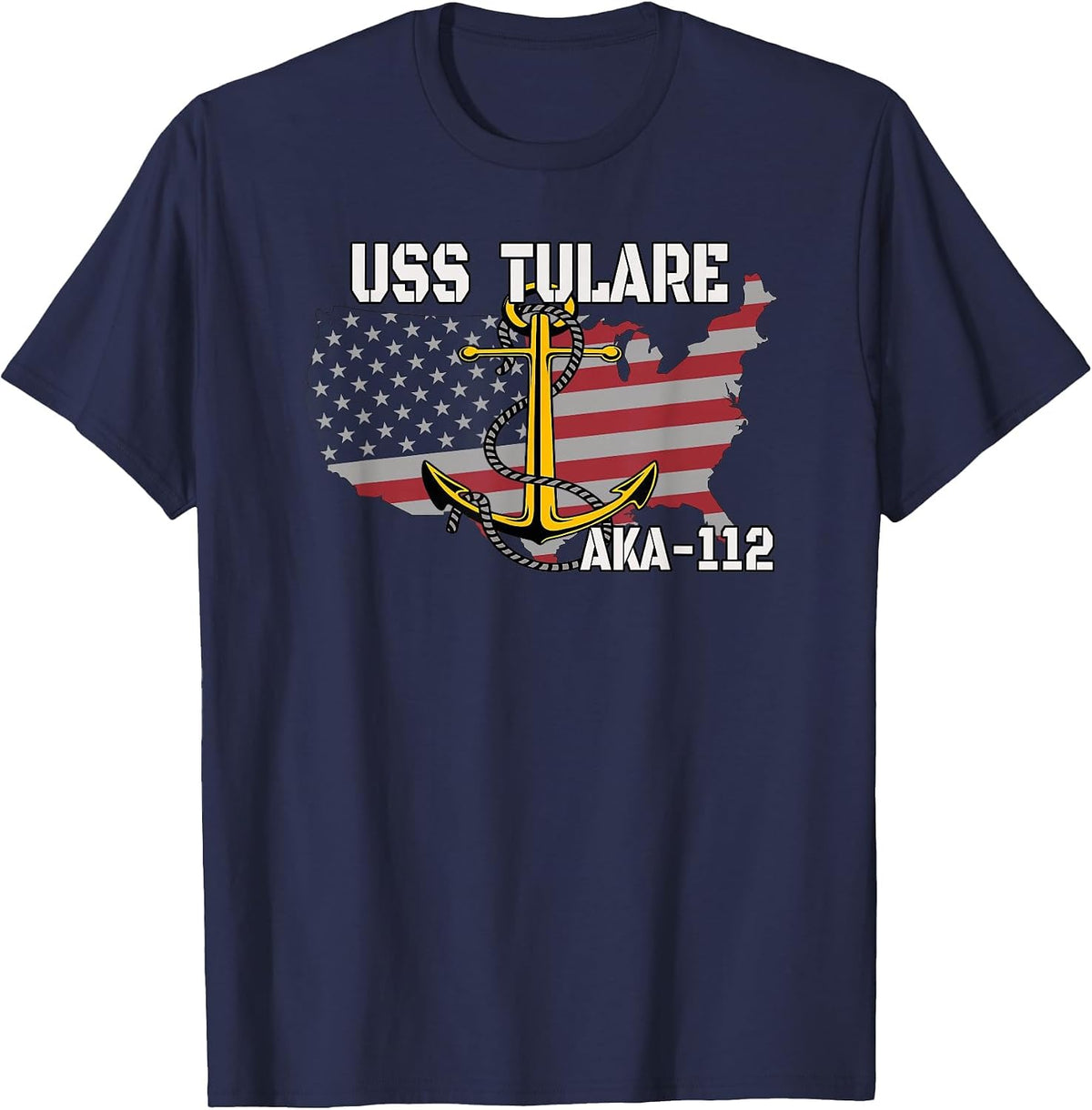 USS Tulare AKA-112 Amphibious Cargo Ship Veterans Day Father T-Shirt - Navy Blue