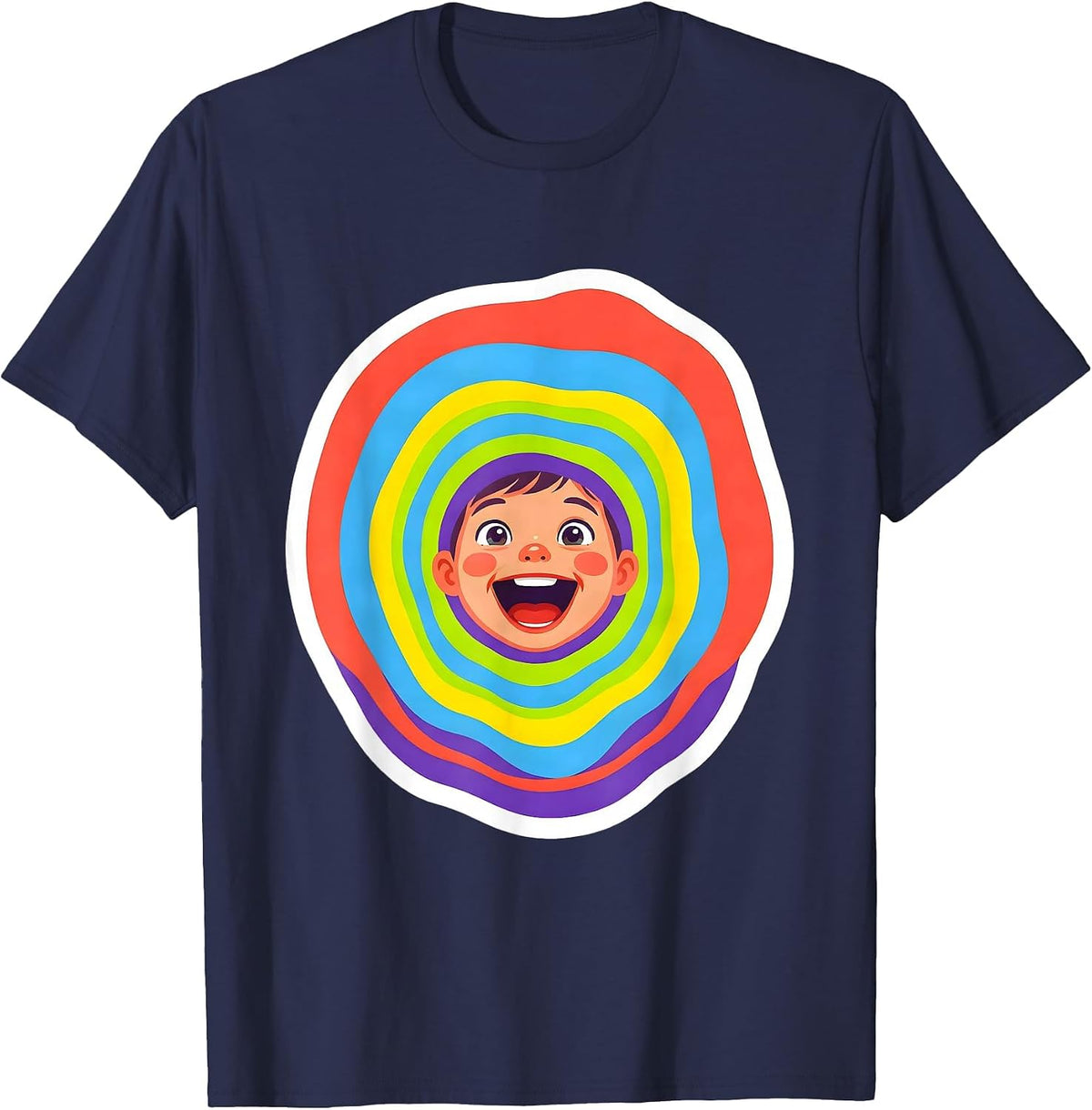 Men's SLP Speech Therapist Colorful Sound Waves Design T-Shirt - Navy Blue