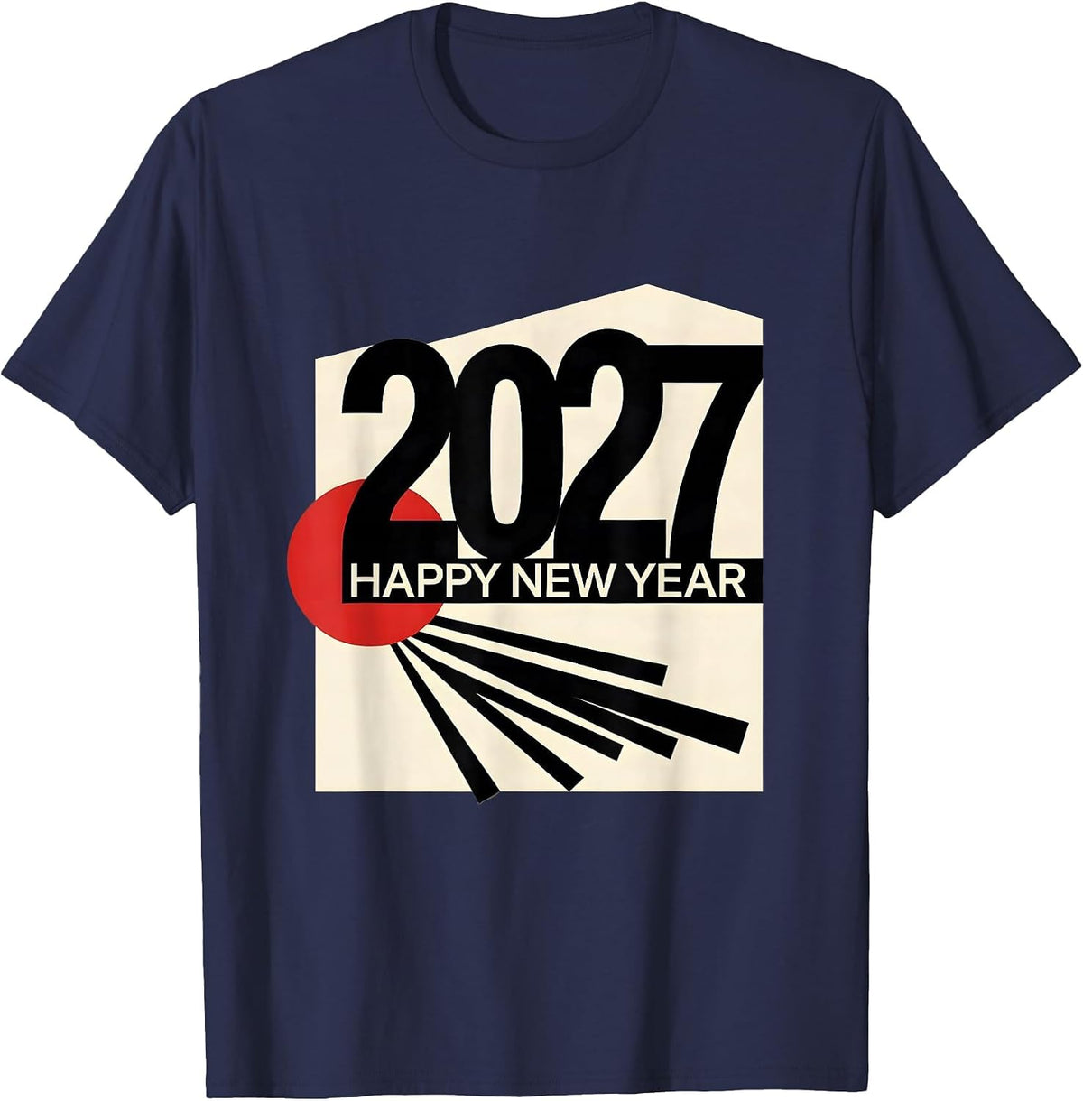 Men's Happy New Year 2027 Bauhaus Modernist Party Host Keepsake T-Shirt - Navy Blue