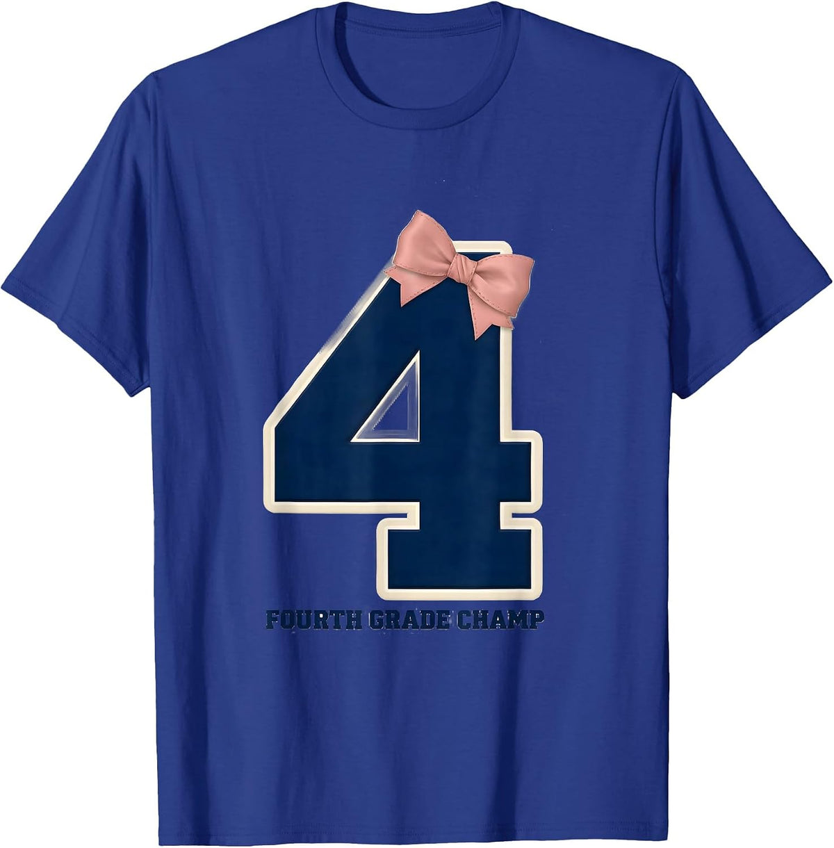 Fourth Grade Champ Coquette Bow Back To School Girl T-Shirt - Royal Blue