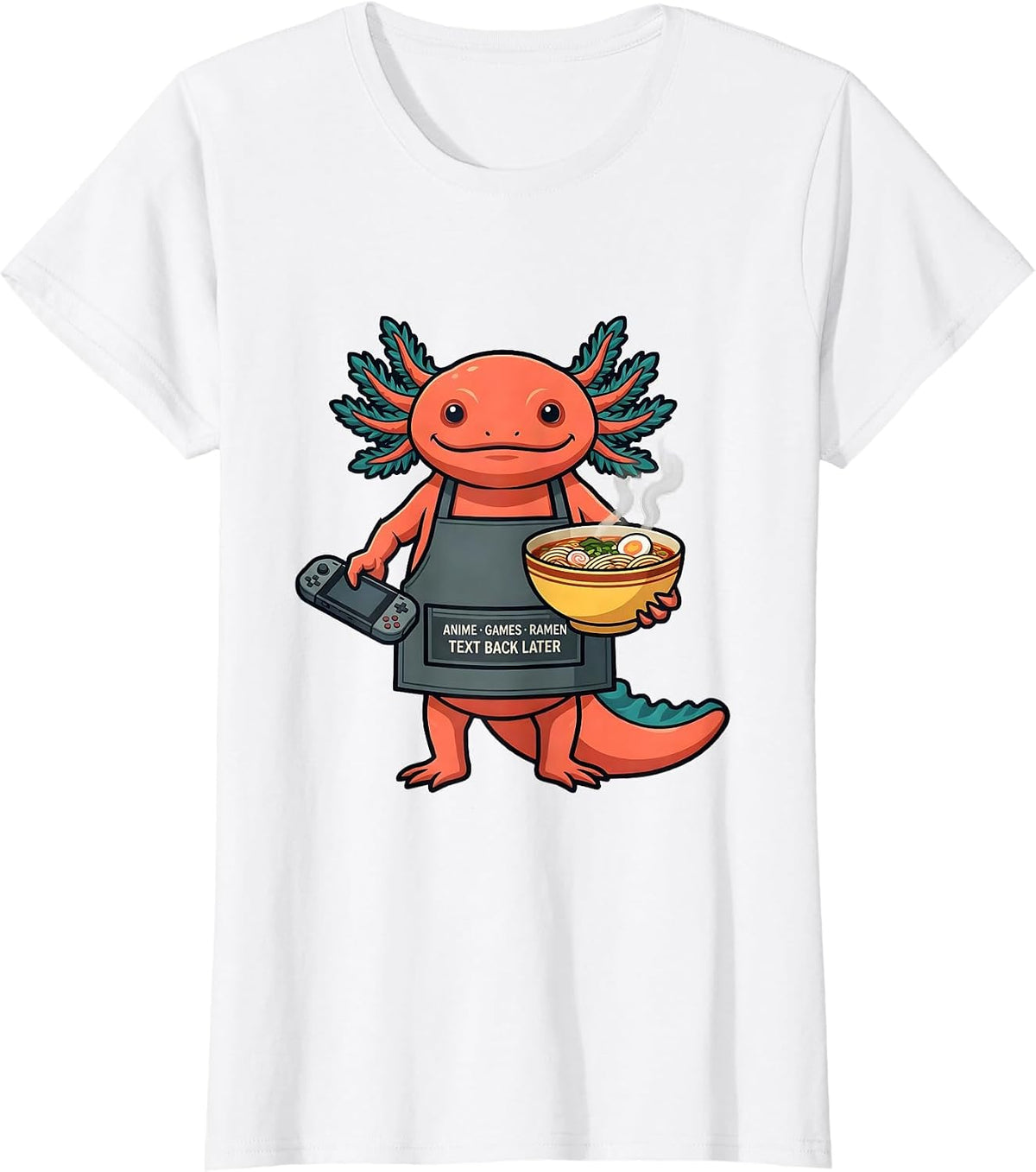 Women's anime games ramen text back later Funny Anime Cat Gamer Gift T-Shirt - White
