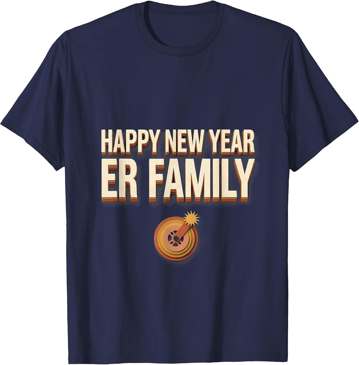 Happy New Year, ER Family Paper Cutout Nurse Crew Party T-Shirt - Navy Blue