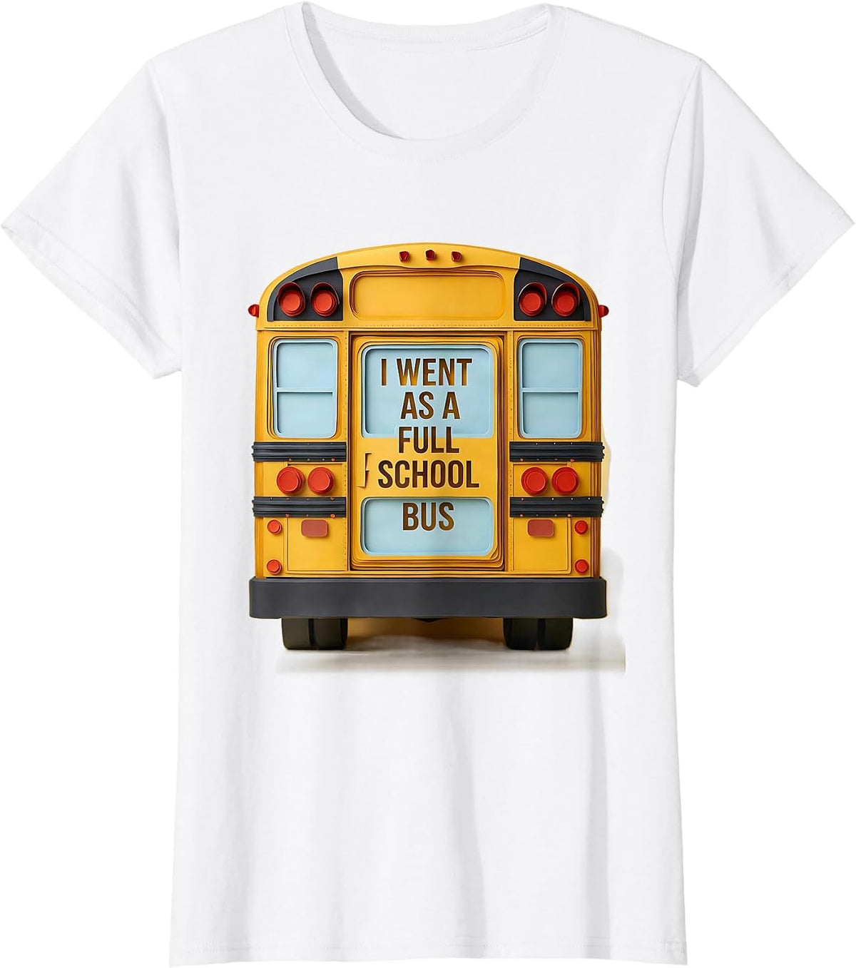 Women's I Went As A Full School Bus Funny Halloween Costume Bus T-Shirt - White