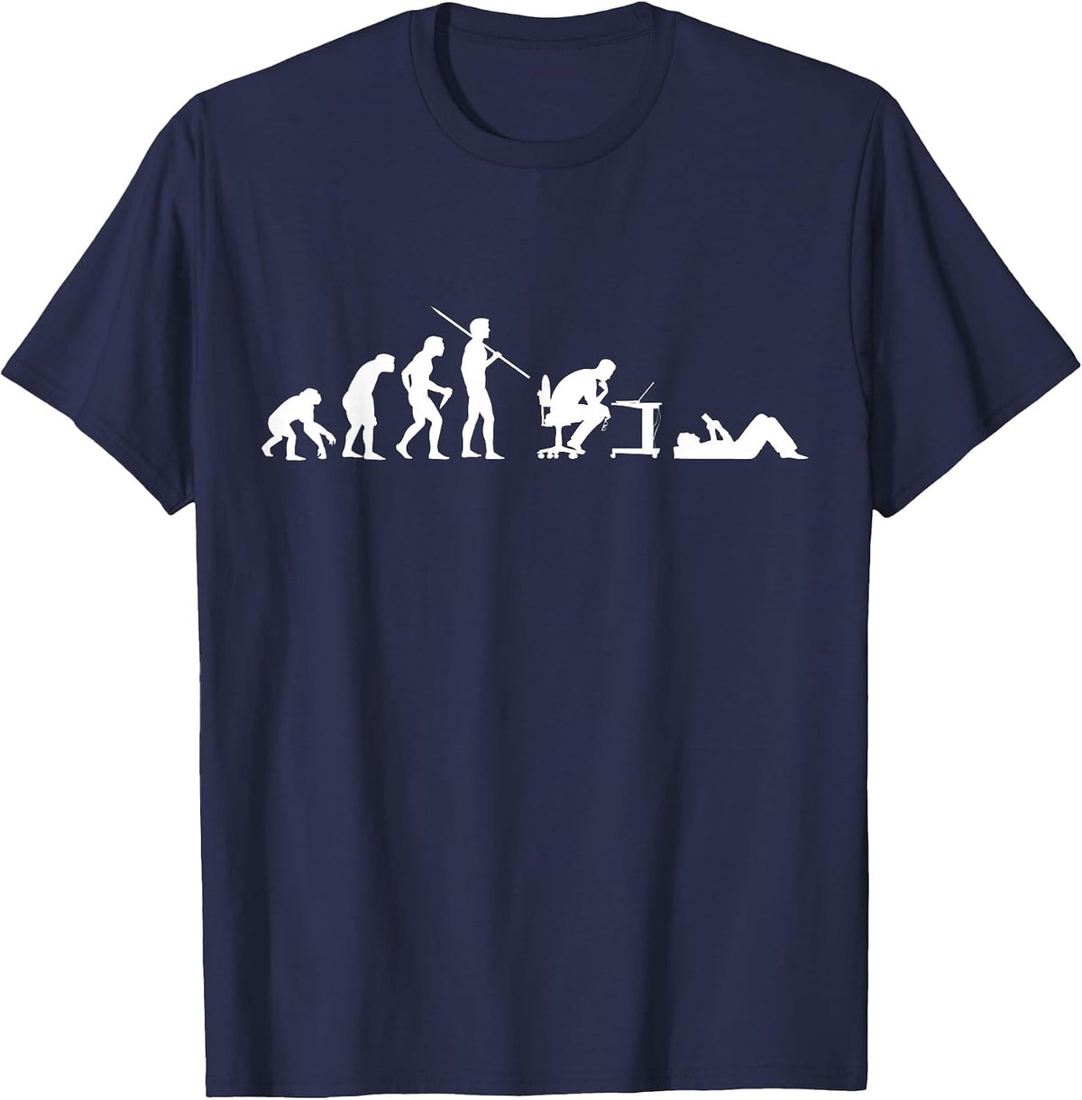 Evolution of Man Funny Geek Humor T-Shirt Mens Womens Kids T-Shirt - Navy Blue